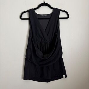 LALABU‎ Maternity Nursing Tank Top Black Size Large Wrap Front Sleeveless